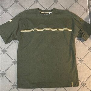 Y2K Point Zero Olive Tee with Tan Stripe